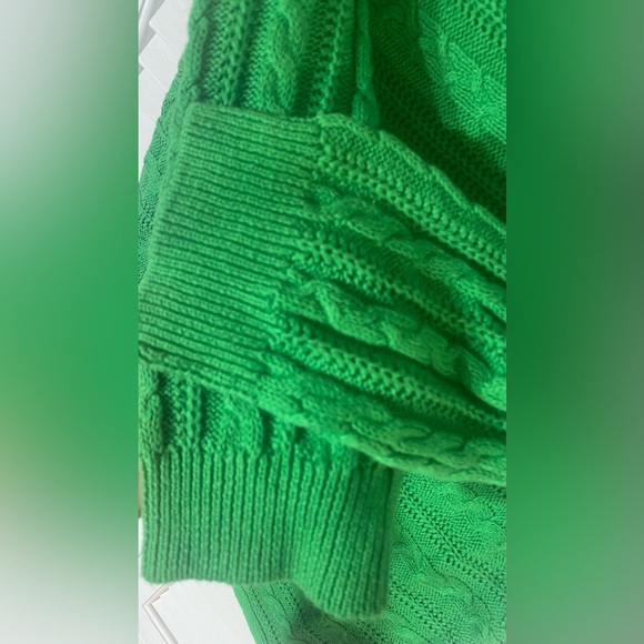 Chaps Classic Kelly Green Cable Knit Sweater, Size L, Linen/Cotton Blend - Picture 4 of 7